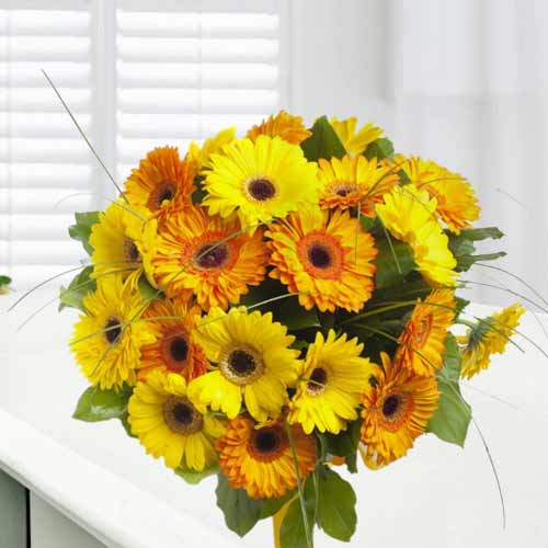 Yellow Gerberas Bouquet-Hospital Get Well Soon Flowers