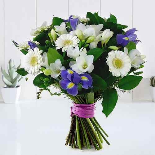 Iris And Gerbera Bouquet-Appreciation Gift For Colleague