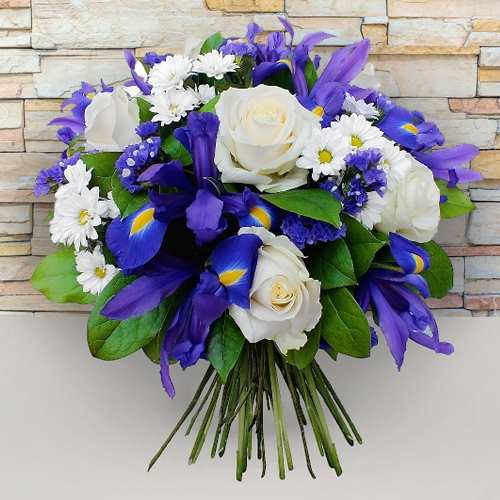 Blue Iris And Rose N More-Best Birthday Gift For Colleague