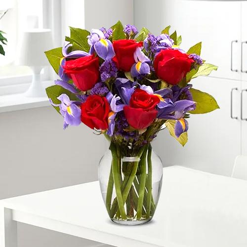 Iris Roses Bouquet-1 Year Gifts For Girlfriend